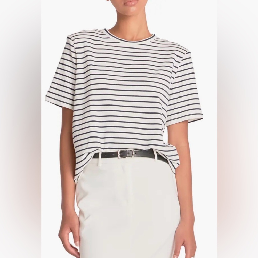 GREY LAB Power Shoulder Cotton T-Shirt crewneck roomy short sleeve